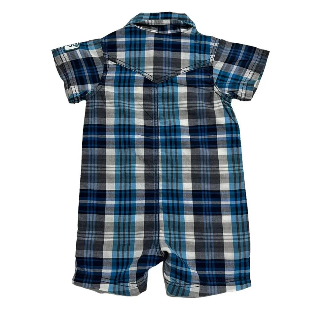 Disney Parks 6m Mickey Mouse Just Chillin' Plaid Romper